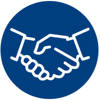 Icon of two hands in handshake representing partnership